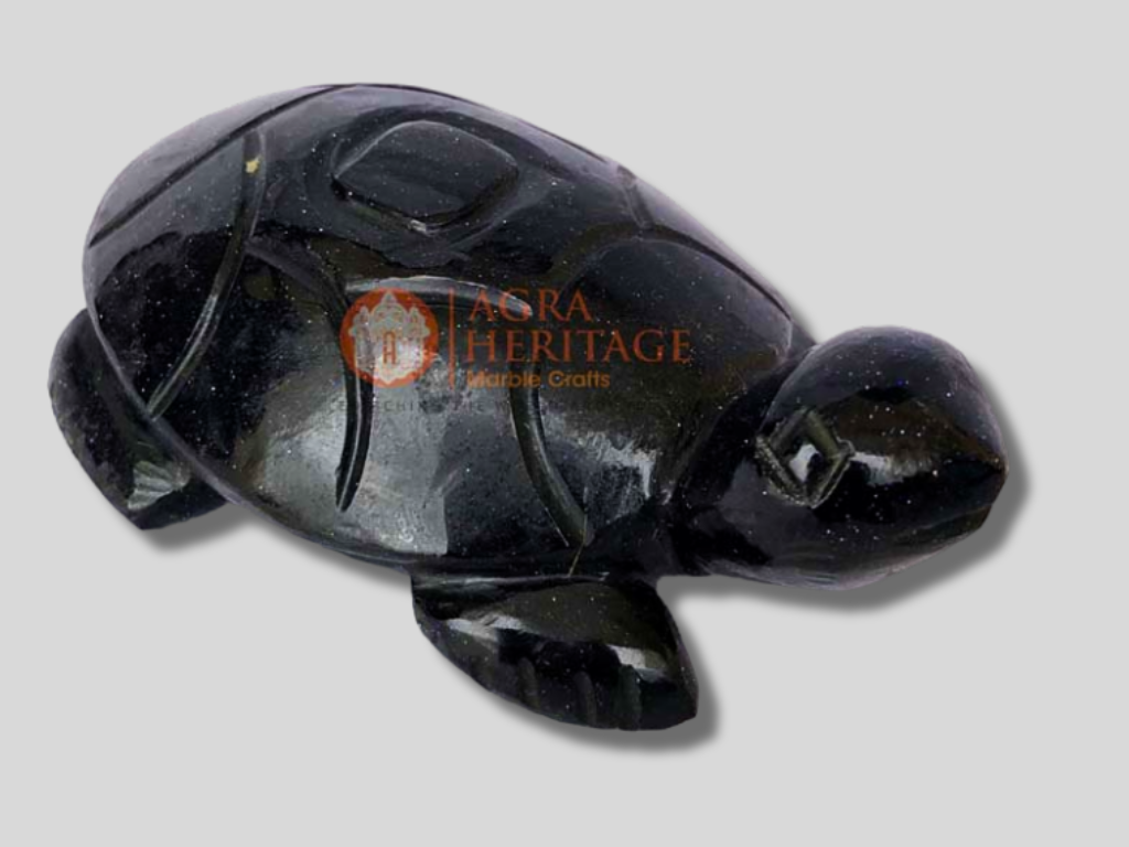 Gemstone Black Z Turtle for Home Showpiece Decor